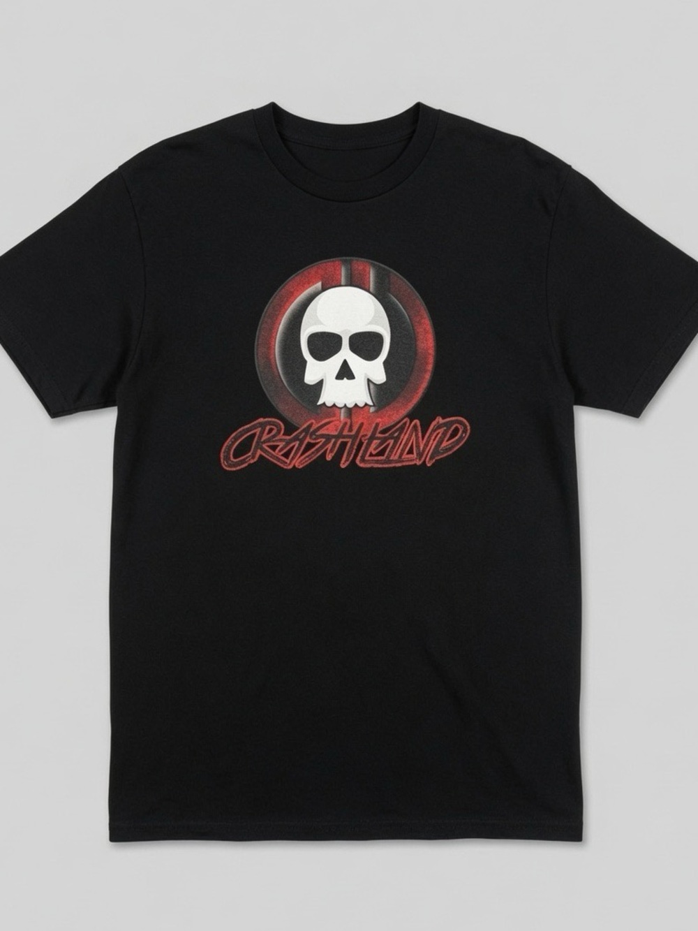 Port & Company XL Black Crashland Skull Graphic T-Shirt - Hole in Armpit